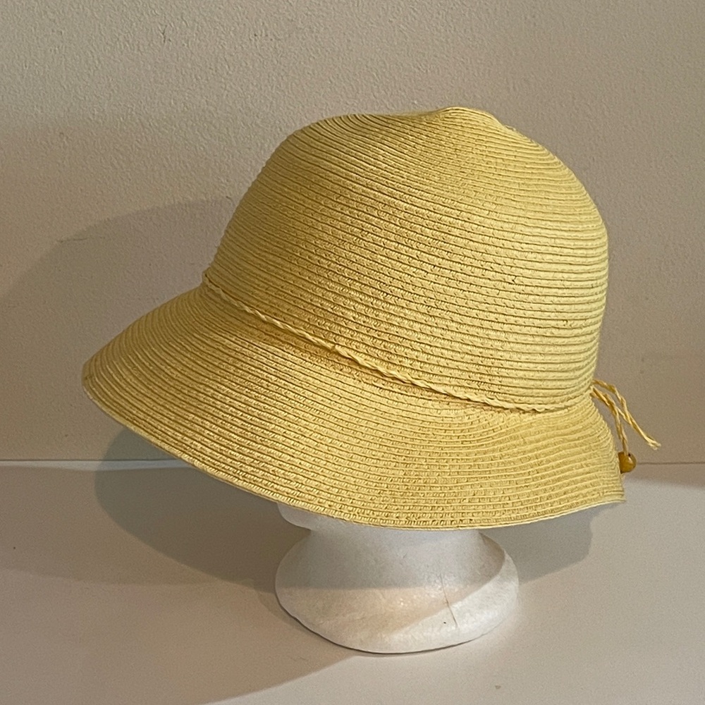 A Augus T Yellow Paper Cloche Style Hat